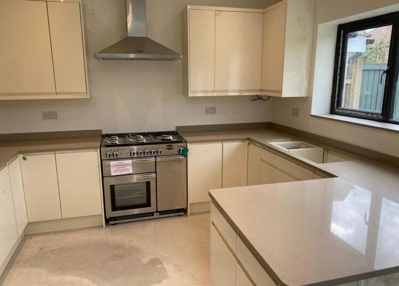 Luxury kitchen with marble island worktop